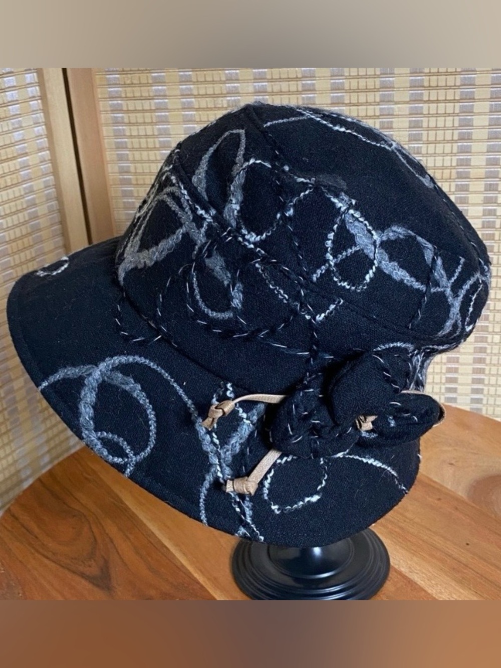 C.C Exclusive Woman’s Black Bucket Hat Abstract Swirl Pattern Streetwear Artsy